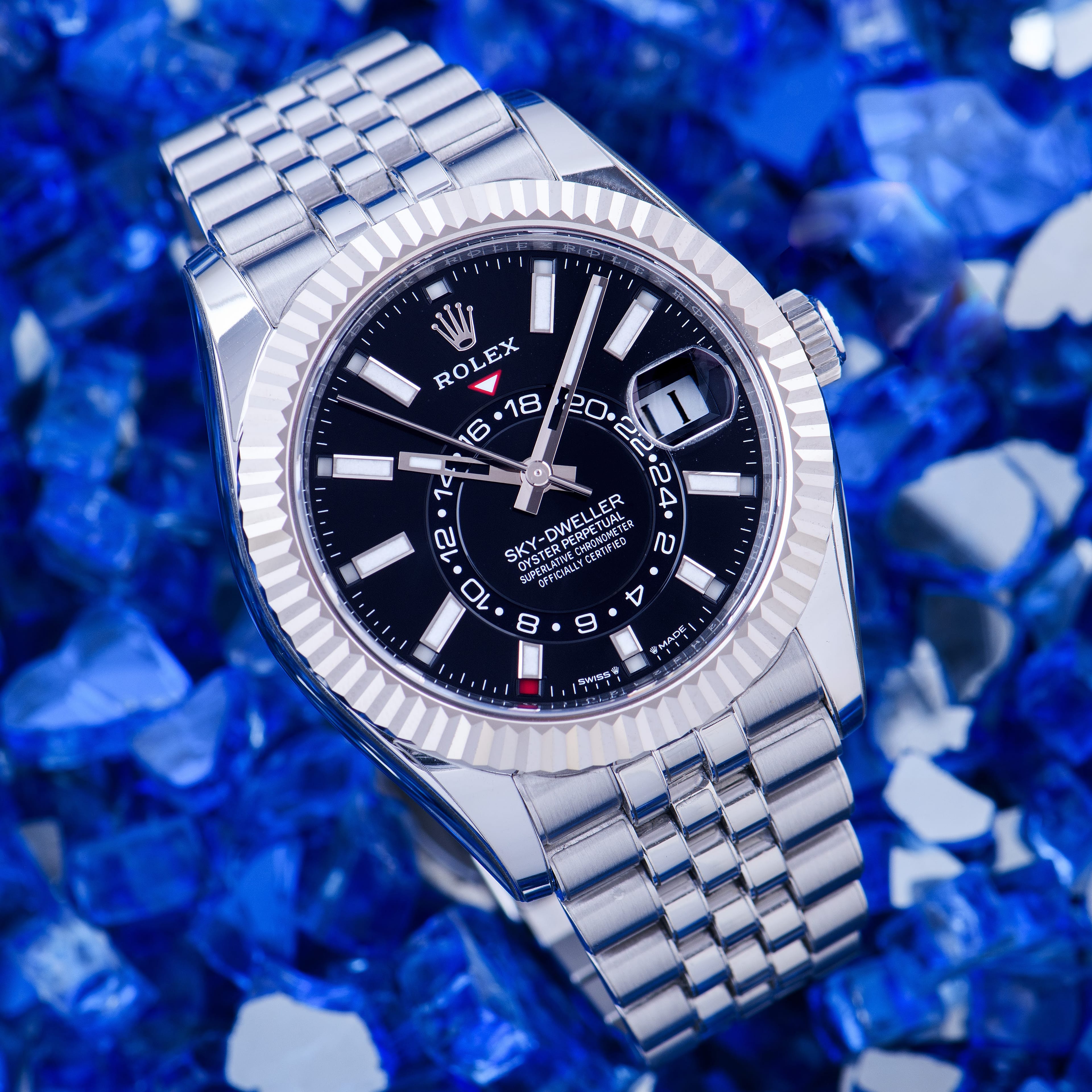 Rolex Sky-Dweller White Rolesor Black Dial Jubilee